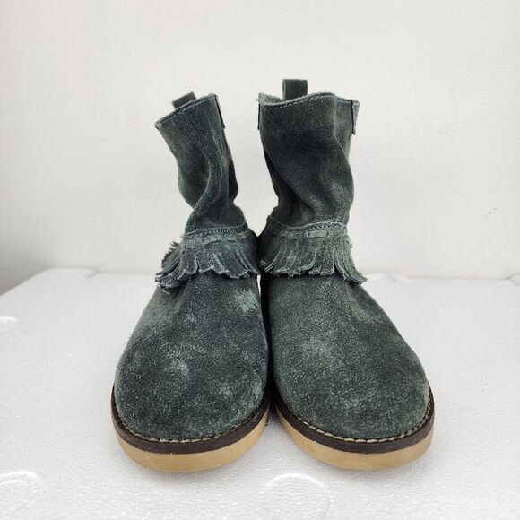 Coolway Grey Suede Fringe Ankle Boot Booties Boho Comfort Shoes Size 8 - Picture 4 of 14